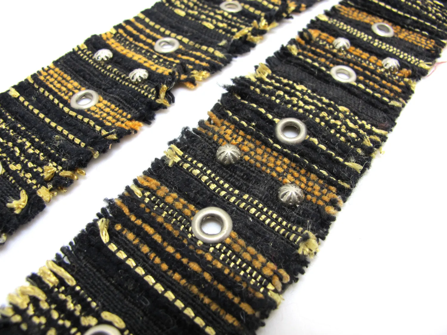 1 1/2 Inches Black and Gold Yarn Woven Ribbon|Studded|Waistband Belt|Costume Making|Decorative Embellishment|Braided|Colorful Strap