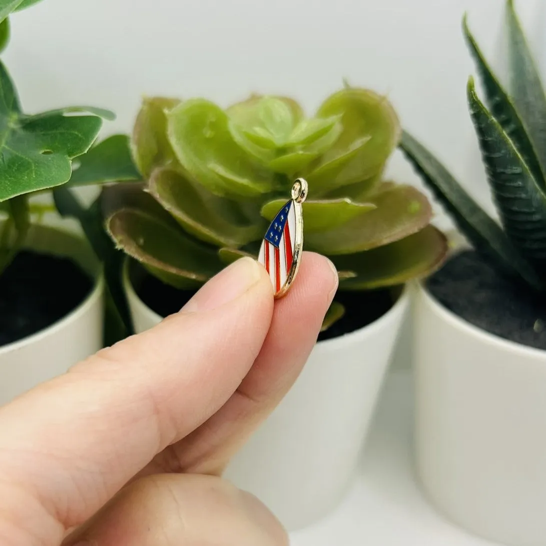 1, 4, 20 or 50 Pieces: USA American Flag Teardrop Charms