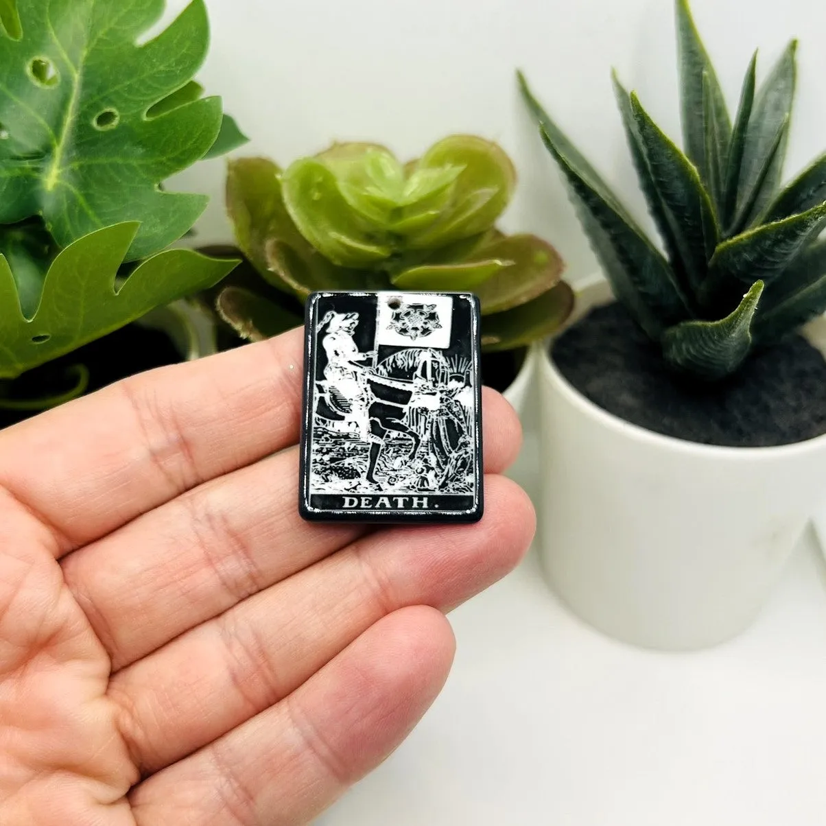 1, 4 or 20 Pieces: Death Black and White Tarot Card Charms - Double Sided