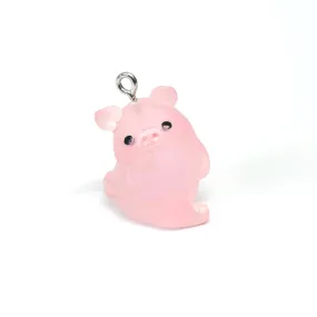 1, 4 or 20 Pieces: Pink Acrylic 3D Cute Pig Charm