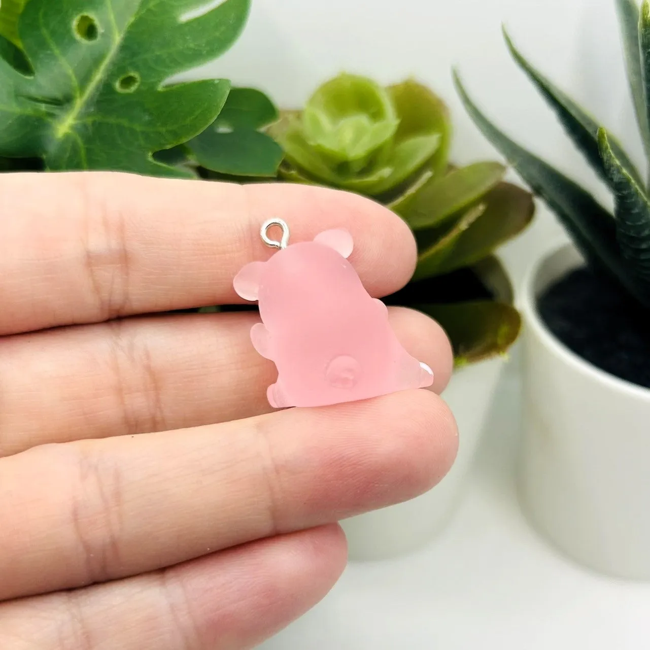 1, 4 or 20 Pieces: Pink Acrylic 3D Cute Pig Charm