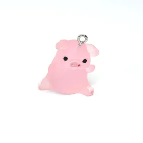 1, 4 or 20 Pieces: Pink Acrylic 3D Cute Pig Charm