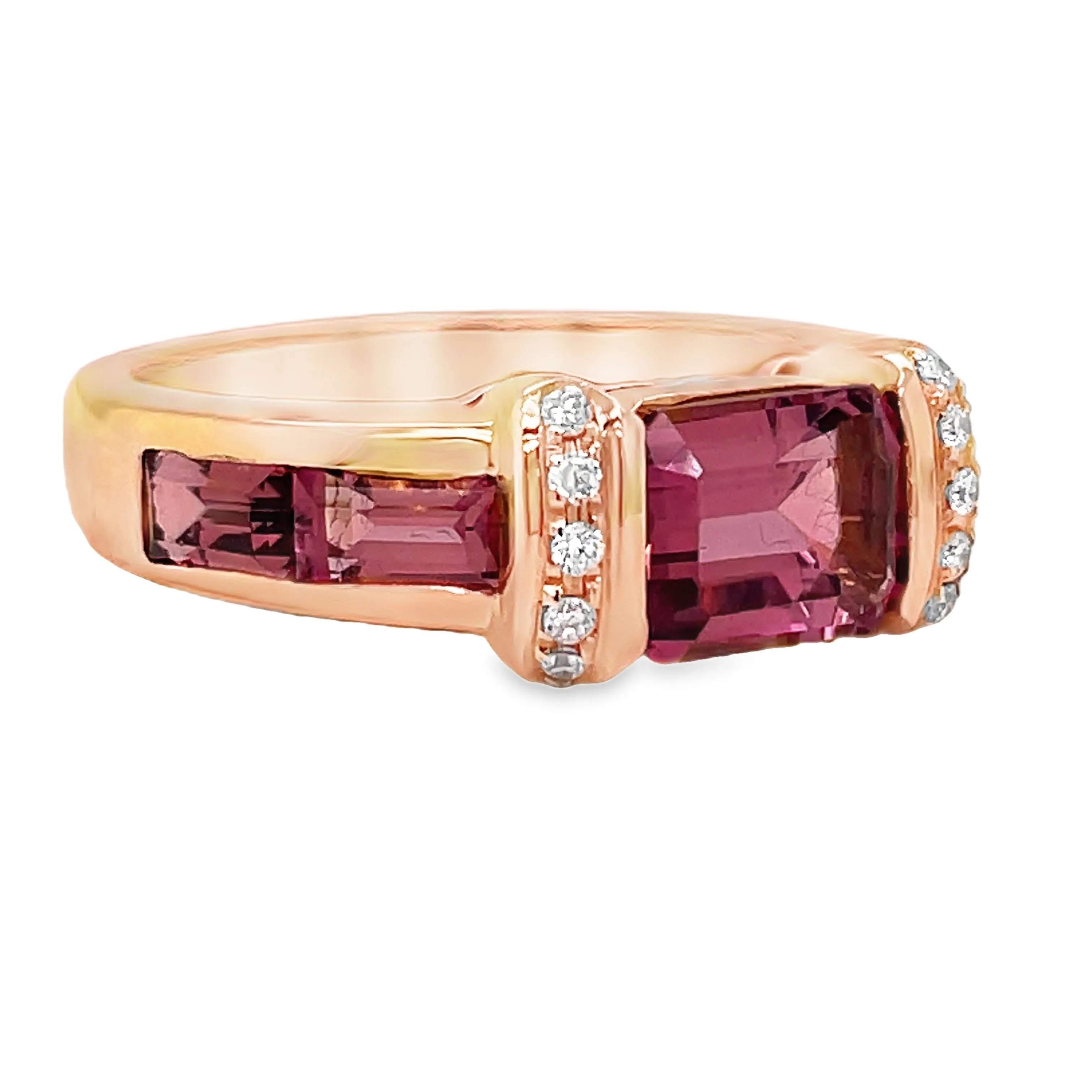 18k Rose Gold Italian Made Pink Tourmaline Fashion Ring