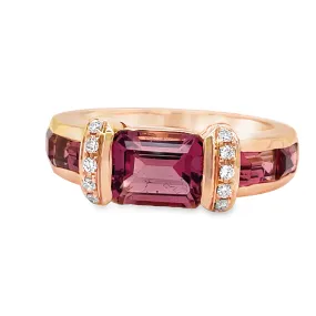 18k Rose Gold Italian Made Pink Tourmaline Fashion Ring