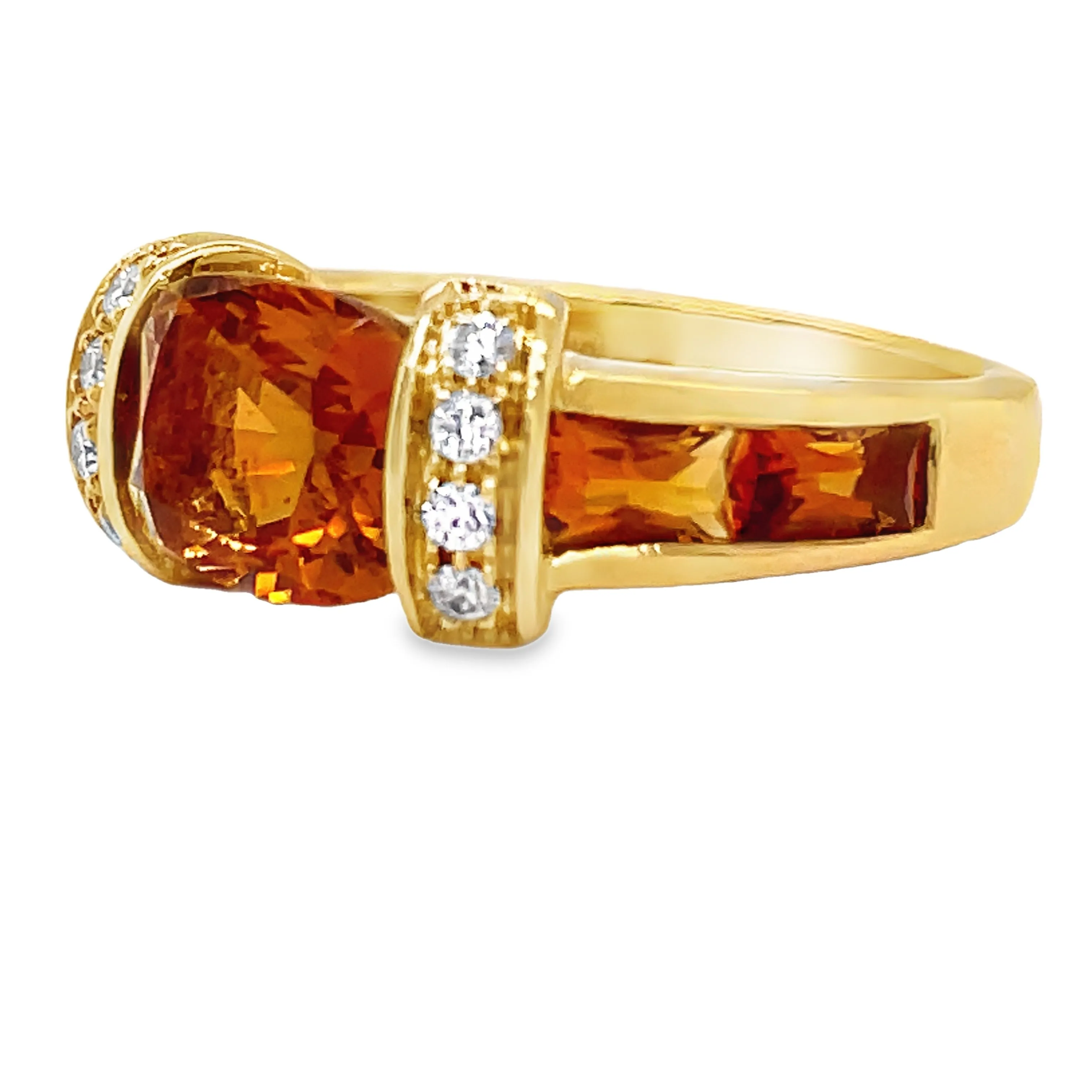 18k Yellow Gold Italian Made Citrine Fashion Ring