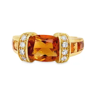 18k Yellow Gold Italian Made Citrine Fashion Ring