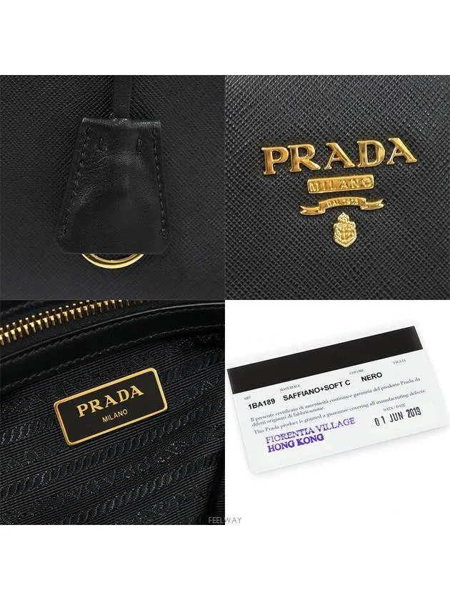 1BA189 Black Saffiano Soft Calfskin Gold Lettering 2WAY