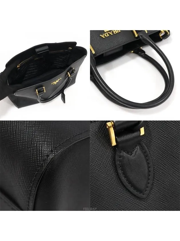 1BA189 Black Saffiano Soft Calfskin Gold Lettering 2WAY