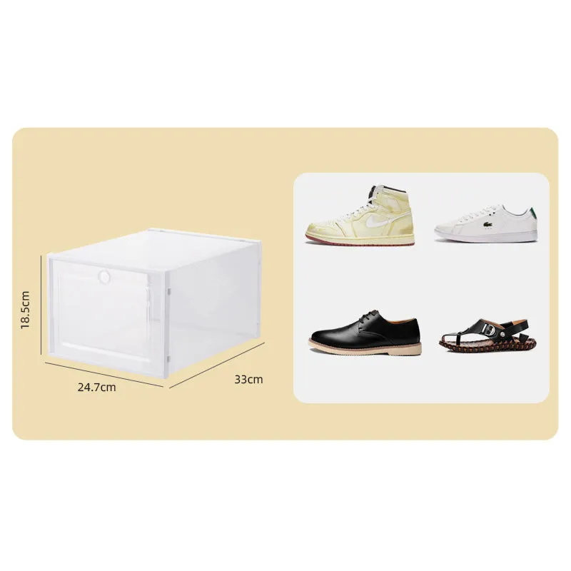 3 Pack Plastic Stackable Shoe Storage Box with Lids-White