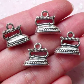 3D Antique Iron Charms (4pcs / 14mm x 13mm / Tibetan Silver / 2 Sided) Kitsch Jewelry Retro Vintage Iron Necklace Bangle Earrings CHM1311