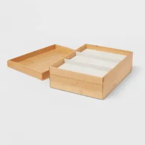 9" x 12" Stackable Bamboo Accessory Tray Set with Lid - Brightroom