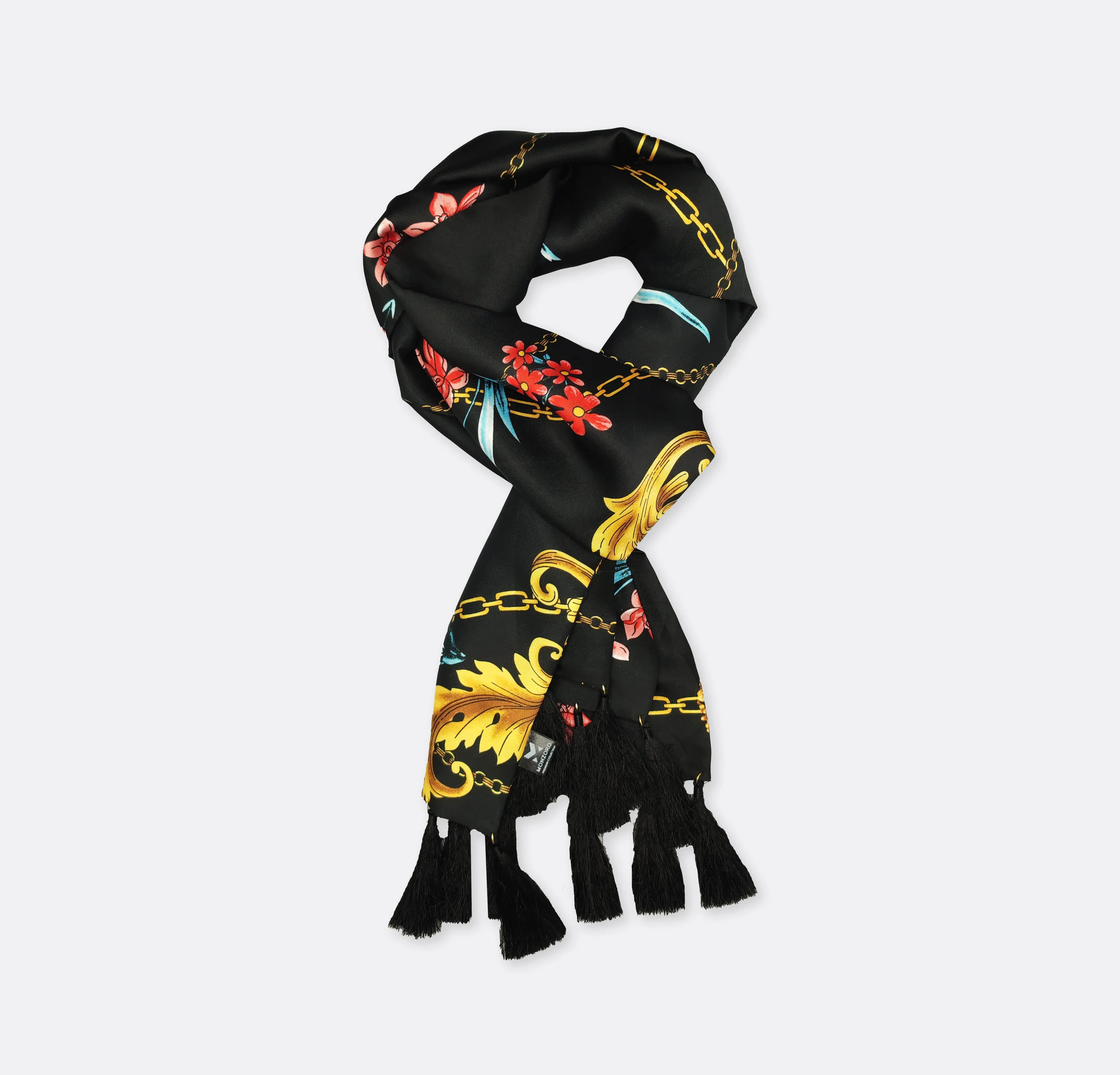 BLACK & GOLD CHAIN PATTERN - SILk men scarves