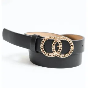 Black Double Chain Ring Belt