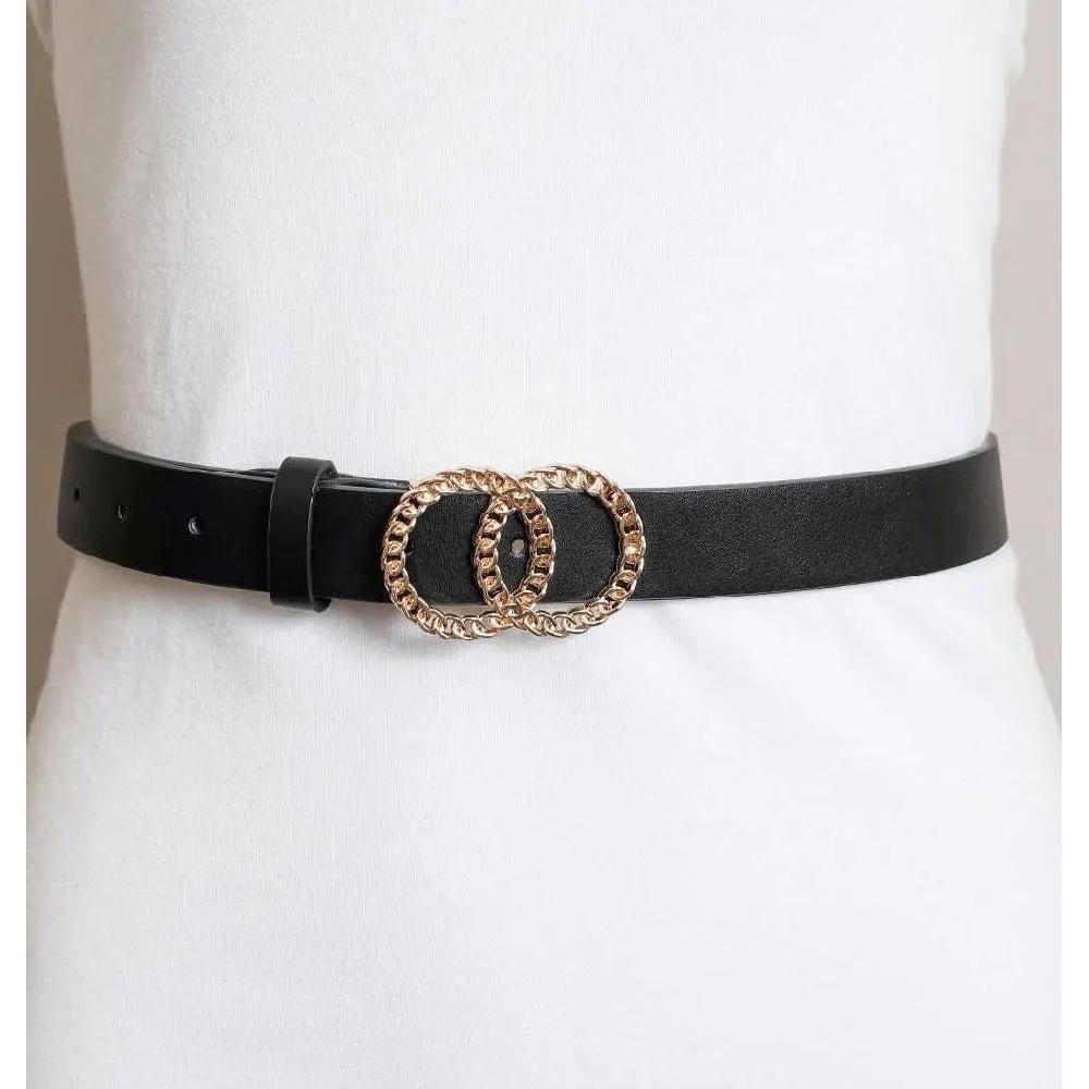 Black Double Chain Ring Belt