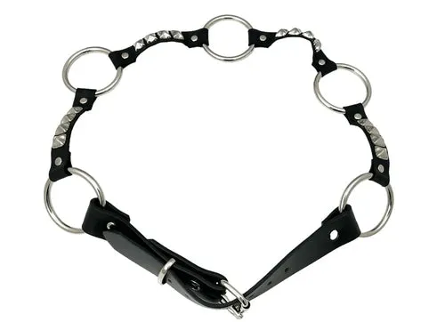 Black Leather Bondage Belt w/ Chain, Studs, Rings