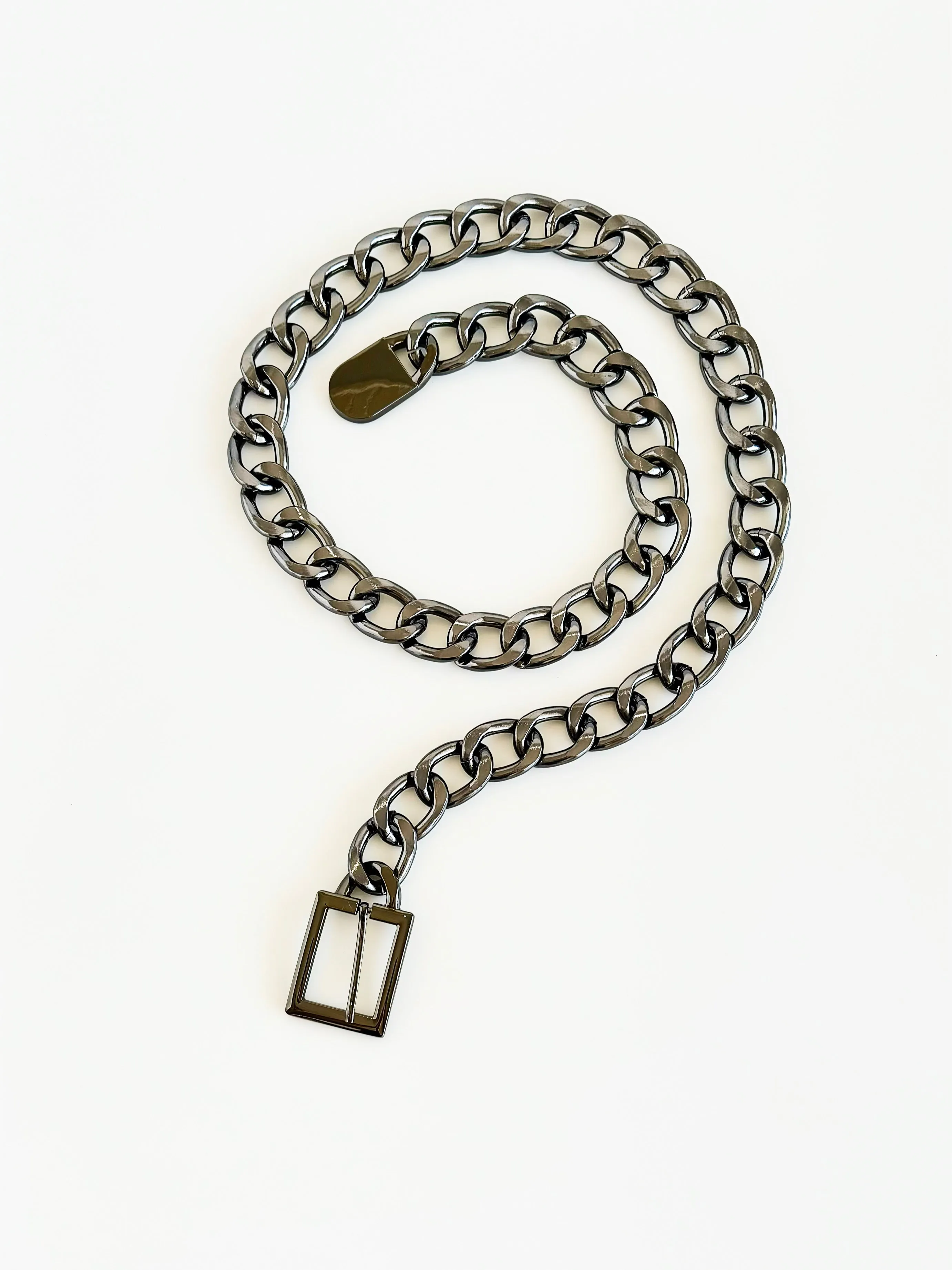 Bold Chain Statement Belt - Hematite