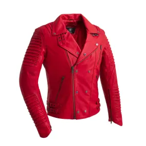 Brooklyn Mens Lambskin Leather Jacket Fire Red