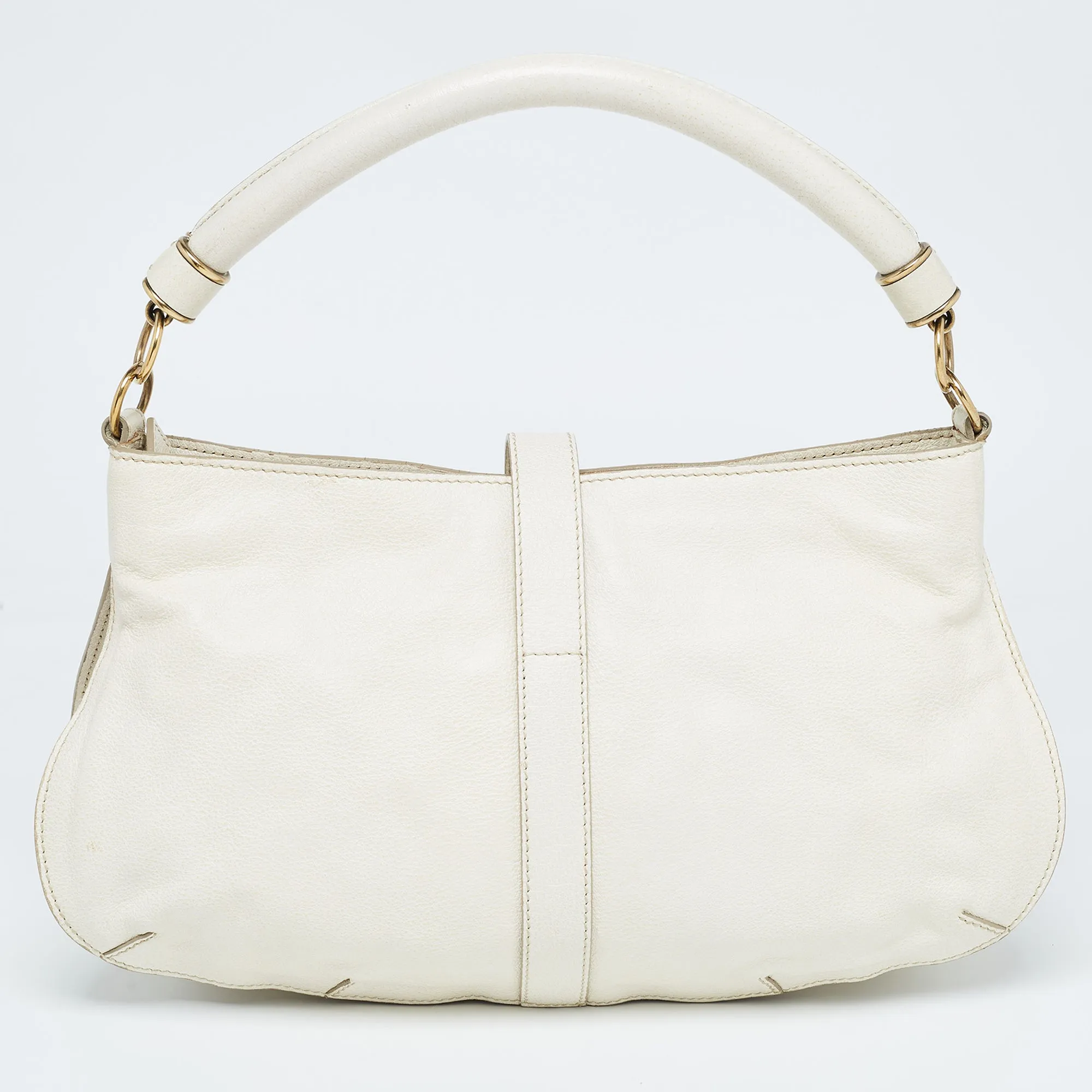 BURBERRY Off White Leather Creighton Hobo