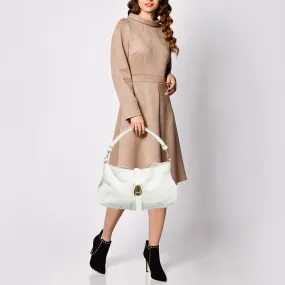 BURBERRY Off White Leather Creighton Hobo