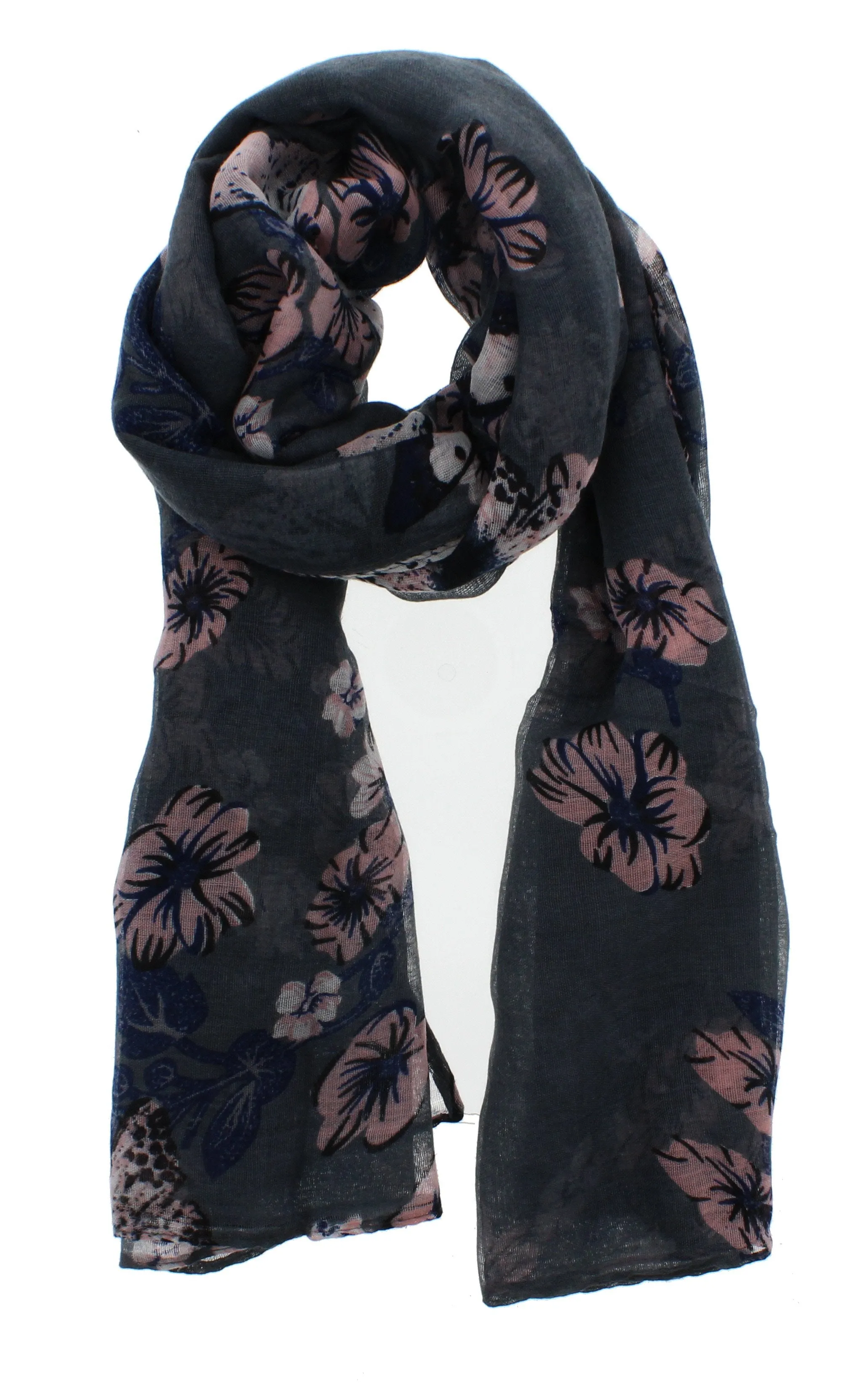 Butterflies & Floral Print Scarf with Border