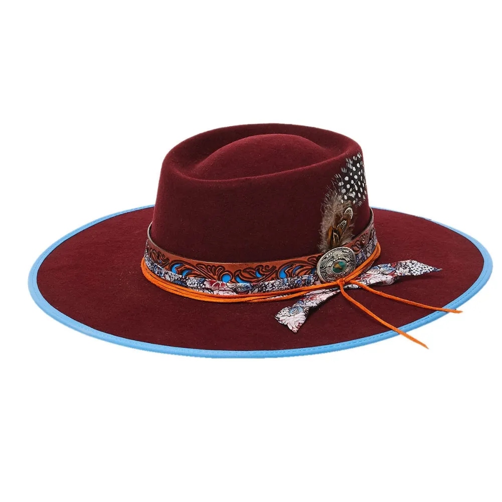 CA-F-2238 STAMPEDE BOLERO HATS - Burgundy