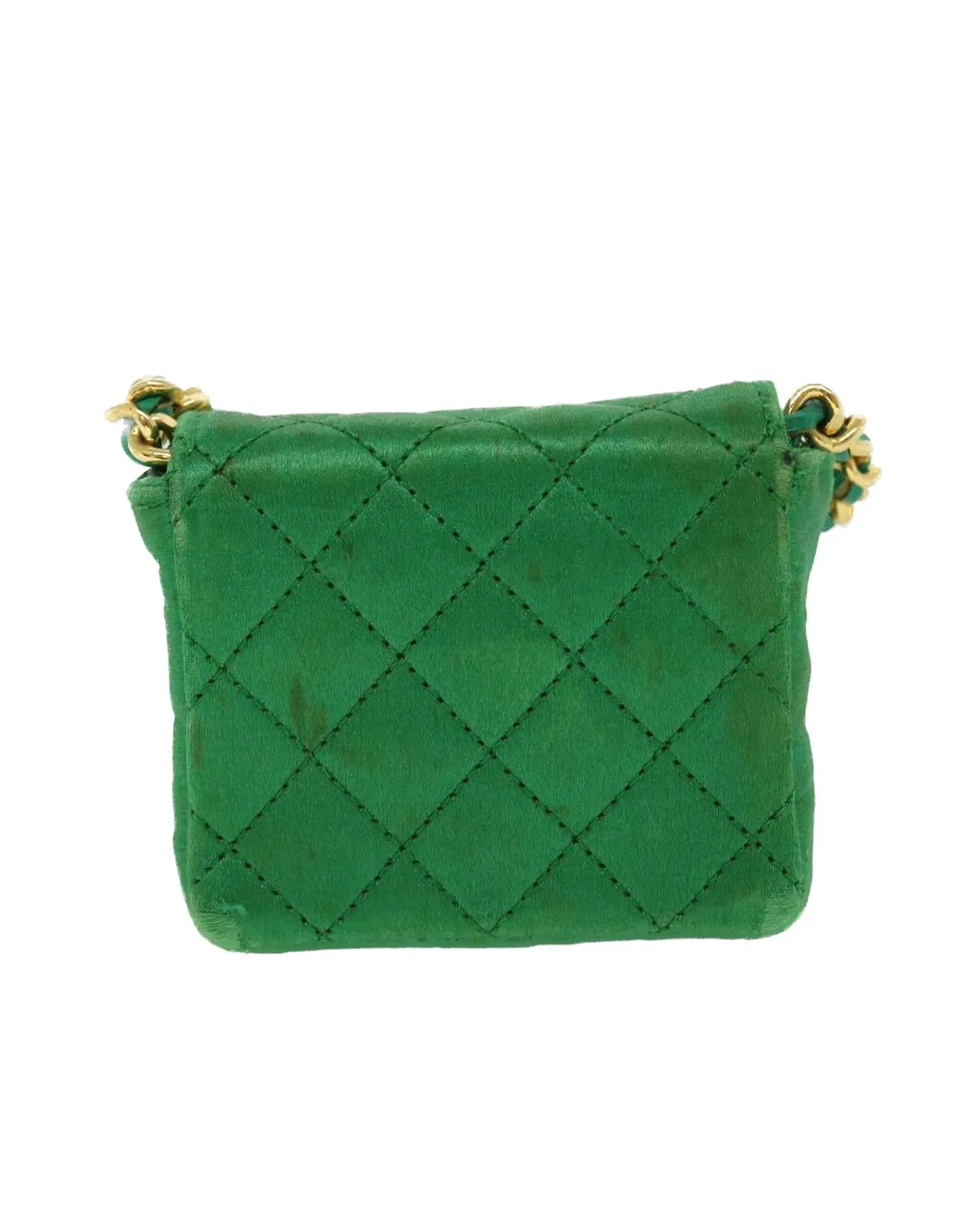 Chanel Mini 255 Flap Bag in Green Satin