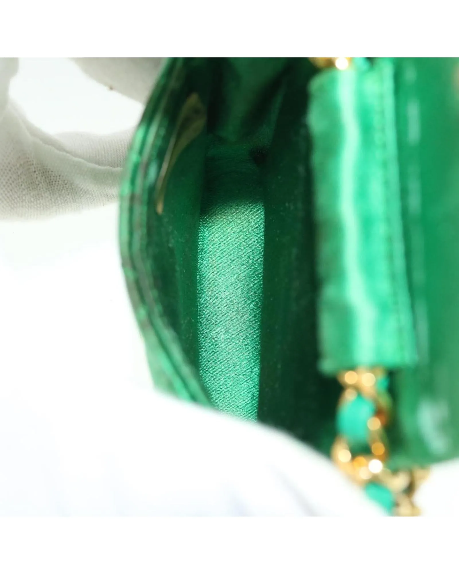 Chanel Mini 255 Flap Bag in Green Satin