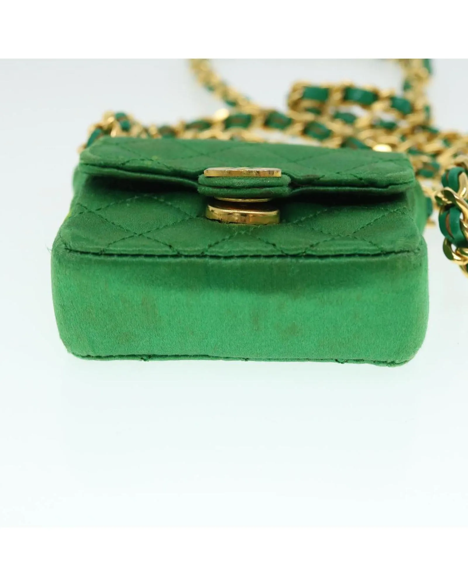 Chanel Mini 255 Flap Bag in Green Satin