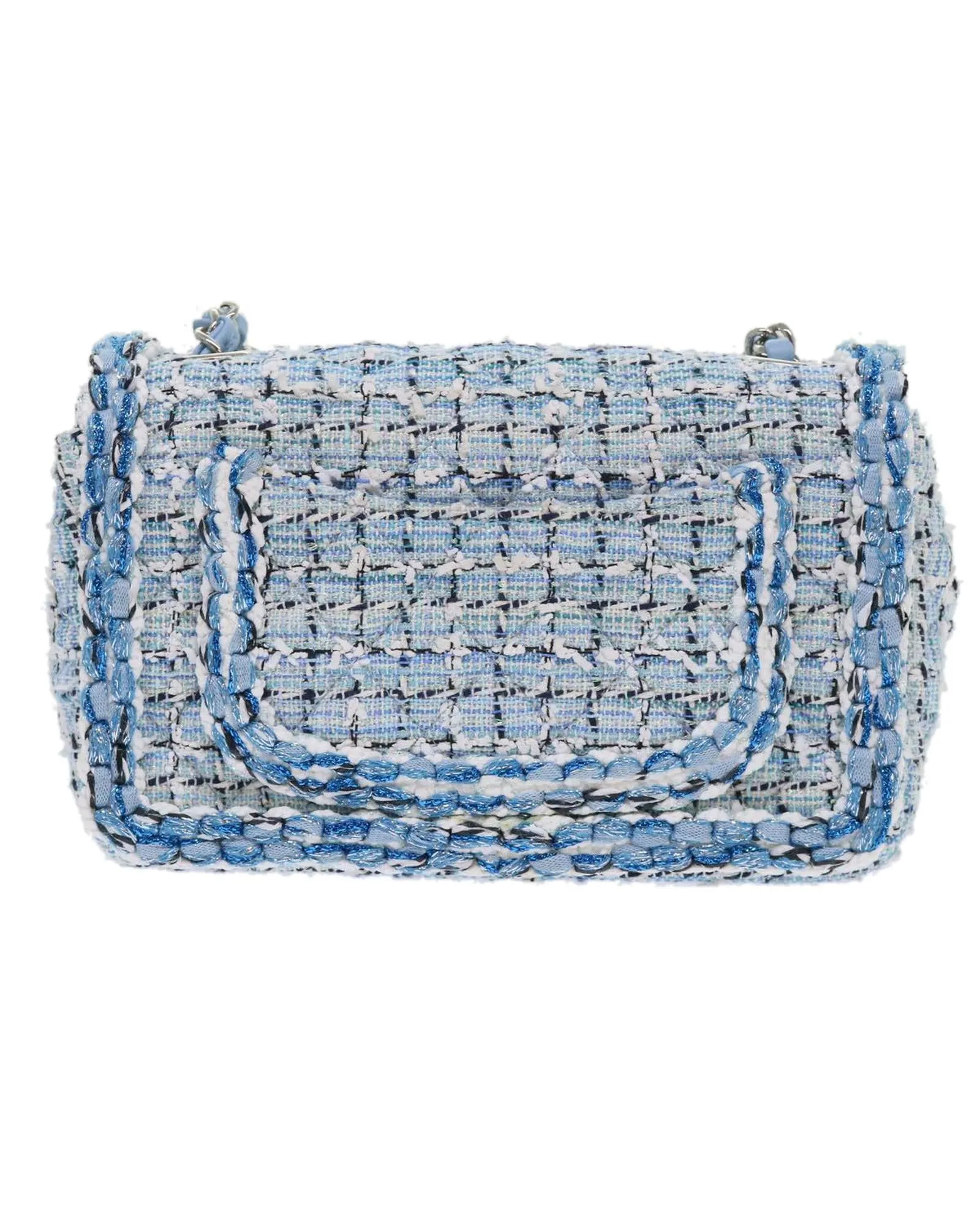 CHANEL Mini Flap Bag Blue Tweed