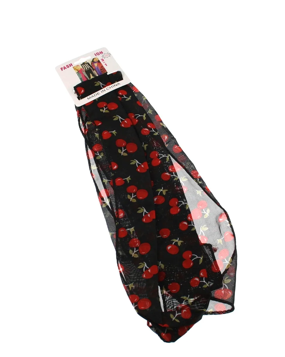 Cherry Print on Black Sash (3 in 1)