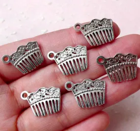 CLEARANCE Comb Charms Haircomb Charm (6pcs / 19mm x 14mm / Tibetan Silver) Cute Bracelet Pendant Dust Plug Charm Wine Charm Zipper Pull Charm CHM1140