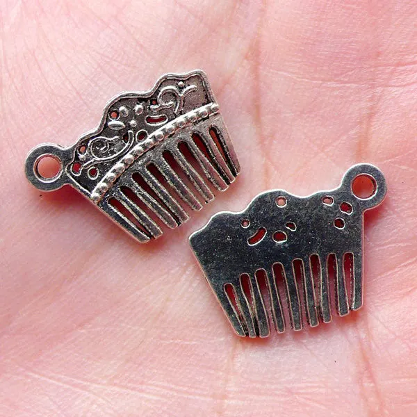 CLEARANCE Comb Charms Haircomb Charm (6pcs / 19mm x 14mm / Tibetan Silver) Cute Bracelet Pendant Dust Plug Charm Wine Charm Zipper Pull Charm CHM1140