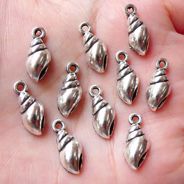 CLEARANCE Conch Charms Seashell Charm (10pcs / 7mm x 16mm / Tibetan Silver) Sealife Jewelry Beach Bracelet Pendant Earring Necklace Wine Charm CHM1143