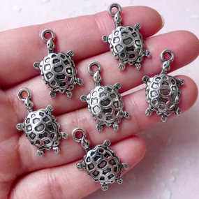 CLEARANCE Silver Turtle Charms Tortoise Charm (6pcs / 15mm x 25mm / Tibetan Silver) Marine Life Sea Ocean Beach Sealife Jewelry Bangle Anklet CHM1309