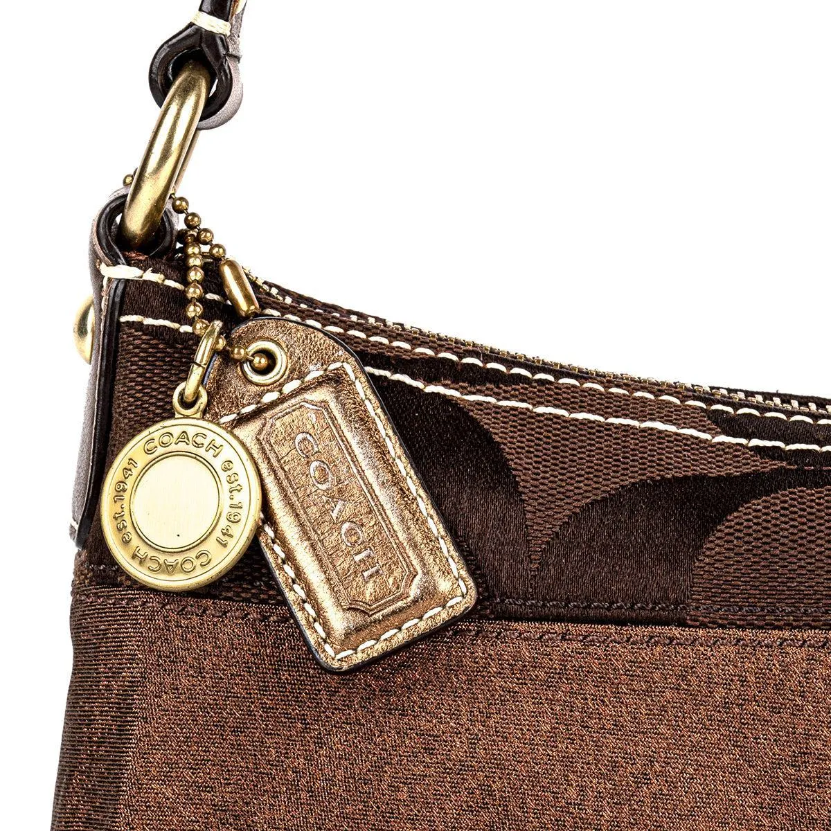 Coach Signature Hobo Bags Fabric Brown Colour For Women