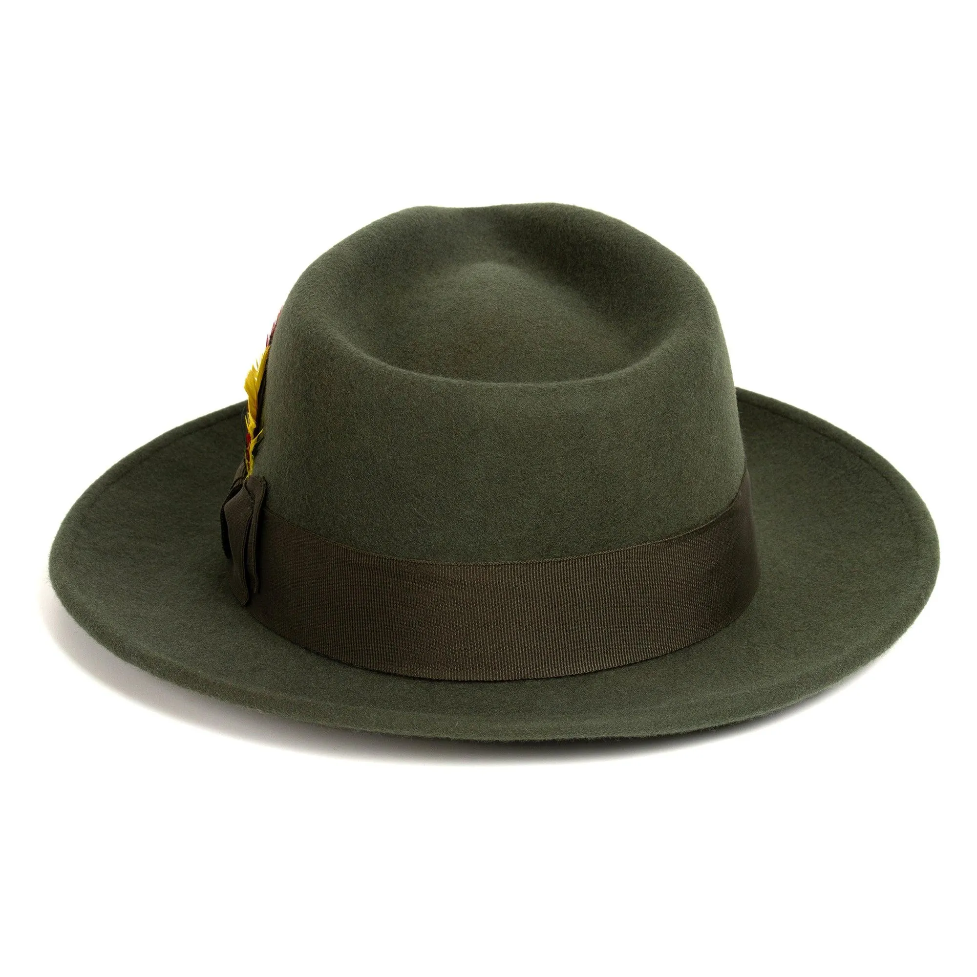 Crushable Olive Green 100% Australian Wool Fedora Hat