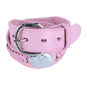 CTM® Girls Rose Concho Leather Belt