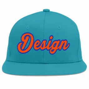 Custom Aqua Orange-Royal Flat Eaves Sport Baseball Cap Design for Men/Women/Youth