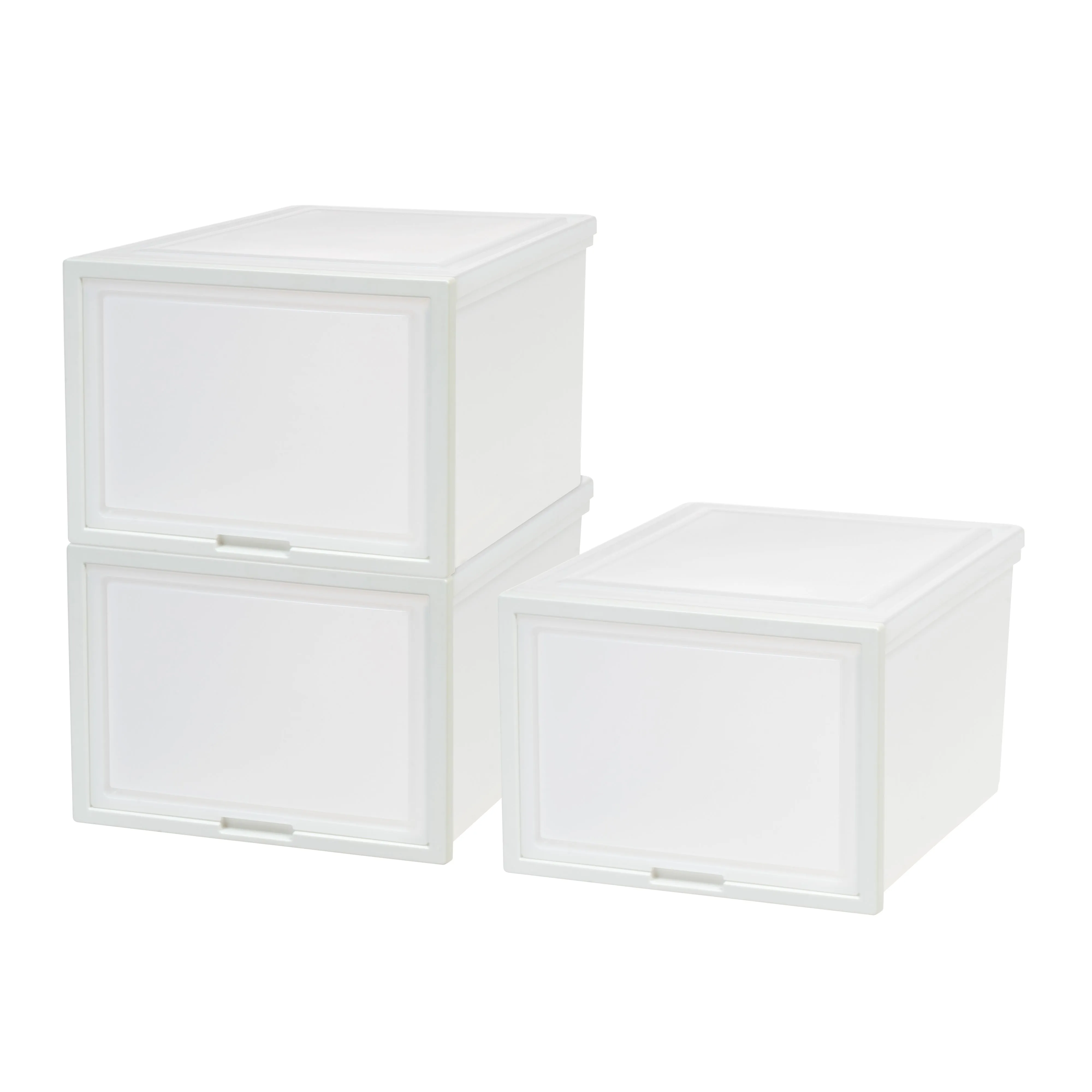 Deep Box Chest with Sliding Door, White, 3 Pack