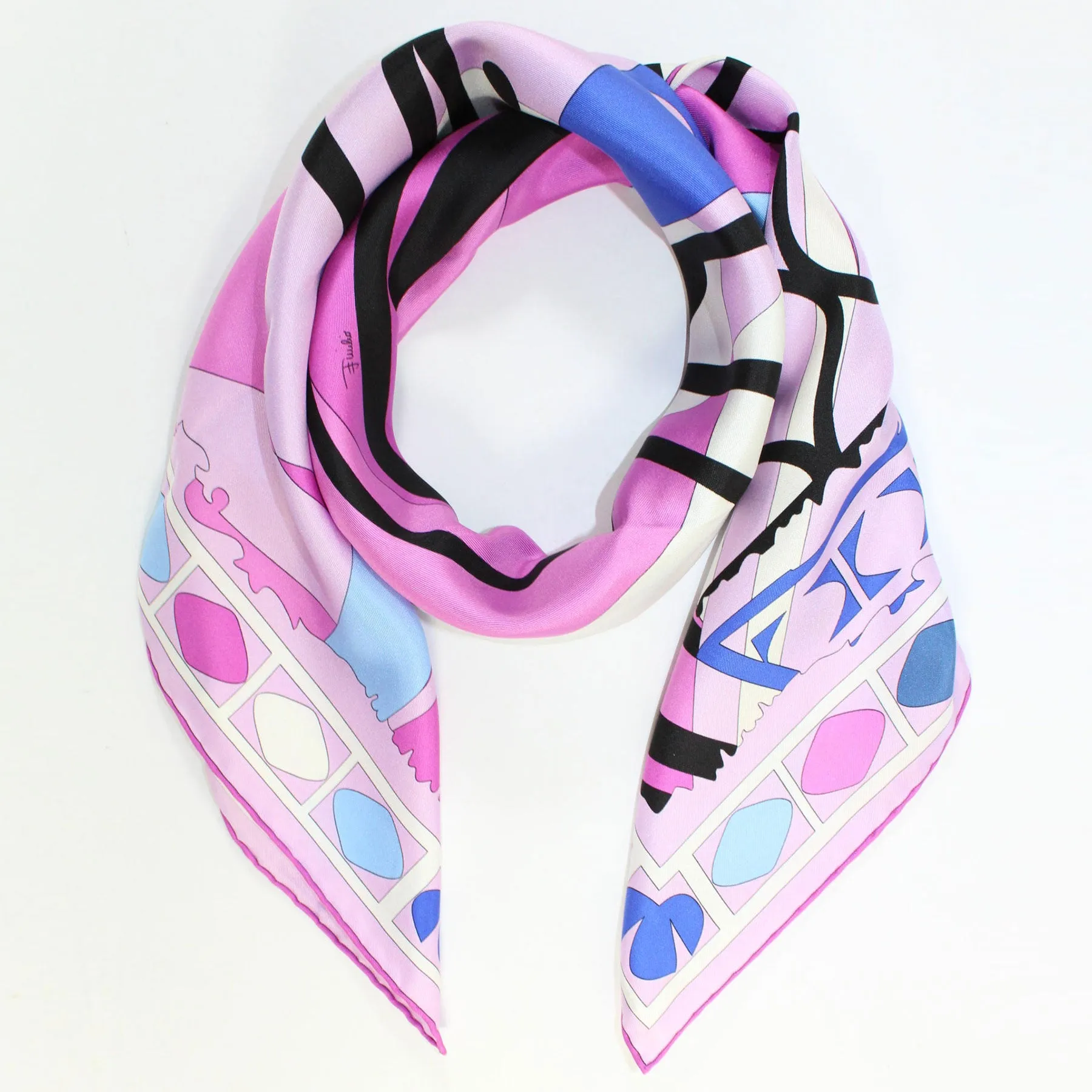 Emilio Pucci Scarf Purple Blue Design - Twill Silk Square Foulard