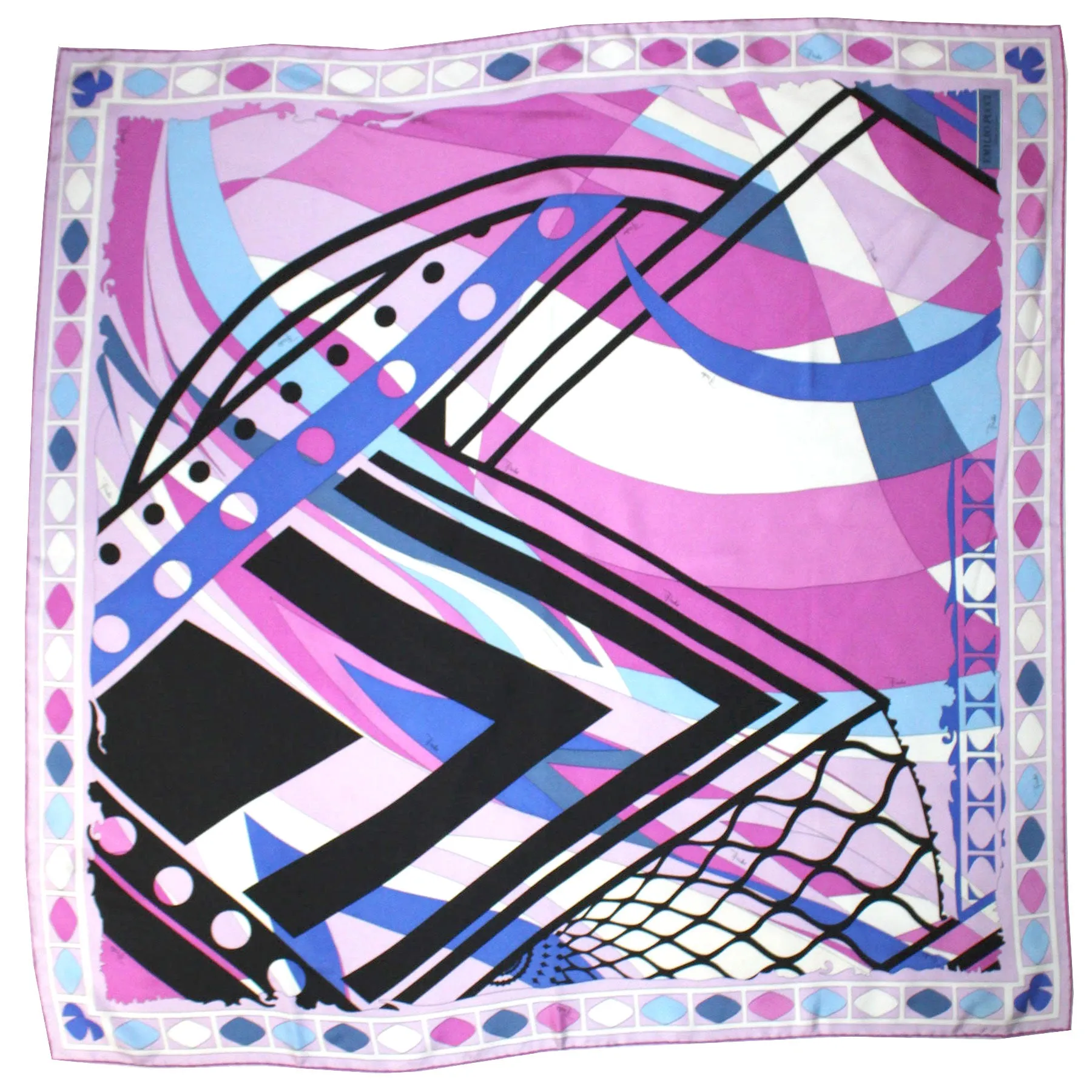 Emilio Pucci Scarf Purple Blue Design - Twill Silk Square Foulard