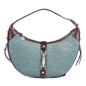 Eric Javits Lock Hobo Bags Woven Fabric Blue Colour For Women