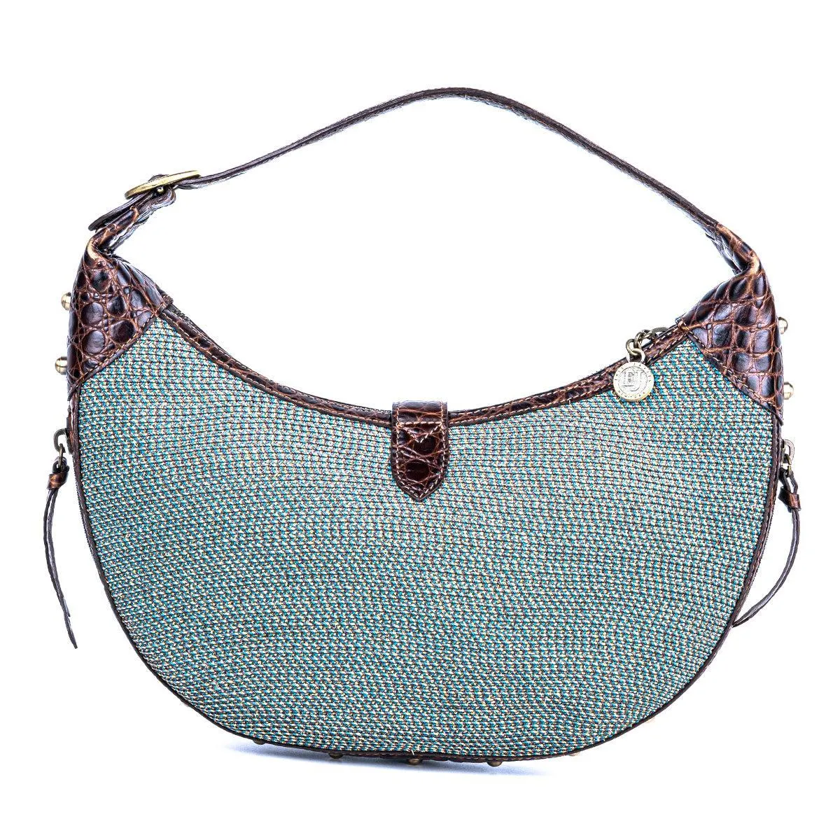 Eric Javits Lock Hobo Bags Woven Fabric Blue Colour For Women