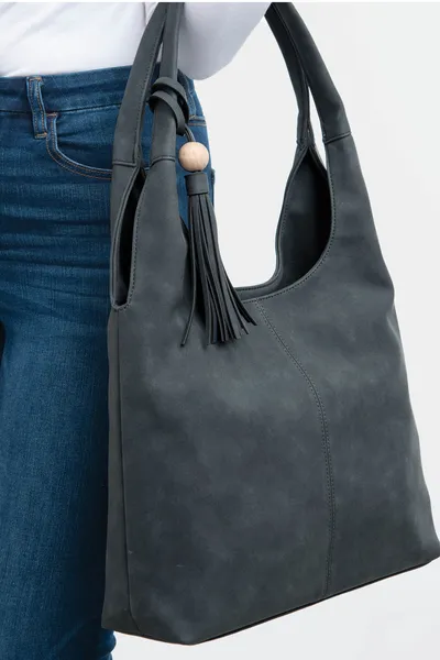 Faux Suede Hobo Purse - Black