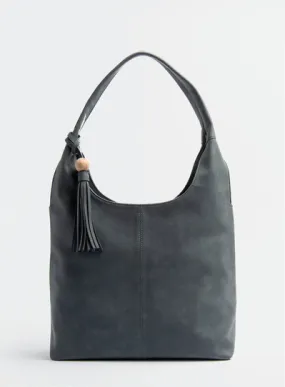 Faux Suede Hobo Purse - Black