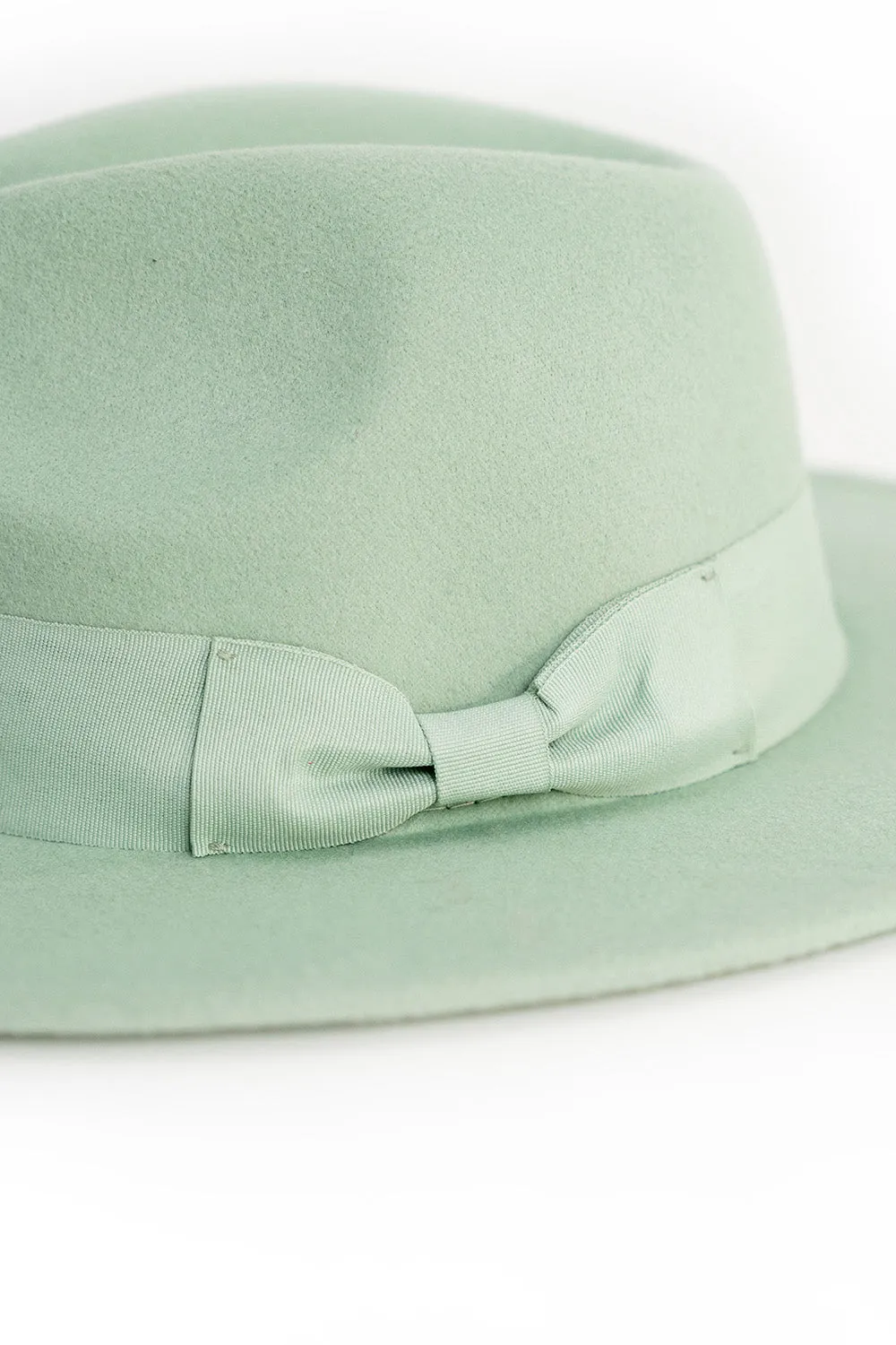 Fedora with Bow Trim in Green