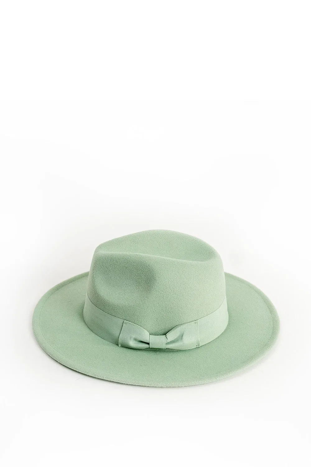 Fedora with Bow Trim in Green