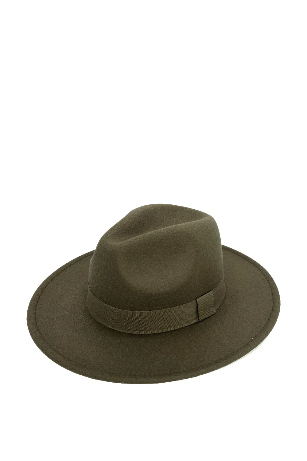 Fedora with Trim in Khaki Green