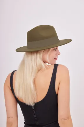 Fedora with Trim in Khaki Green