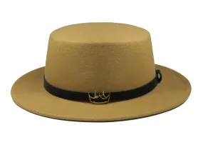 Flat Felt Fedora ( Tan )